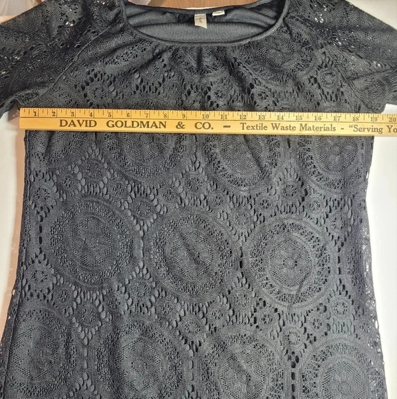 *LAST CHANCE* Tacera Black Lace Crochet Mini Dress sz M - Picture 6 of 9
